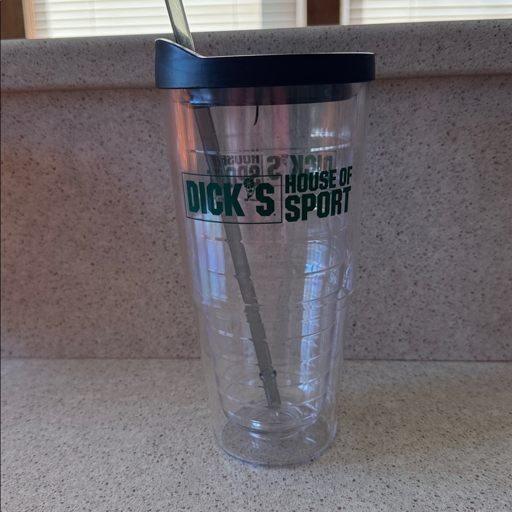 24oz Dick’s House of Sports Like New Clear Tumbler with Lid and Straw - Picture 3 of 5